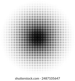 Pop art comic style dotted circle halftone pattern. Abstract dotted circles, round halftones geometric dots, pop art texture. Illustration halftone effect round shape.