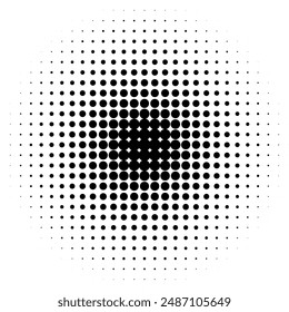 Pop art comic style dotted circle halftone pattern. Abstract dotted circles, round halftones geometric dots, pop art texture. Illustration halftone effect round shape.