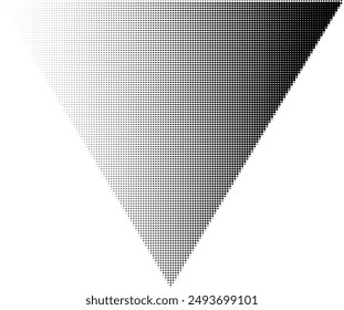 Pop arte cómic estilo triángulo punteado patrón de semitonos. Abstractas triángulo punteado, puntos geométricos de semitonos redondos, textura de arte pop. Efecto de semitonos de ilustración en forma de triángulo.