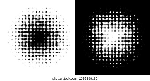 Pop art comic style dotted circle halftone pattern. Abstract dotted circles, round halftones geometric dots, pop art texture. Illustration halftone effect 