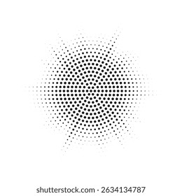 Pop art comic style dotted circle halftone pattern. Abstract dotted circles, round halftones geometric dots, pop art texture. Illustration halftone effect round shape.