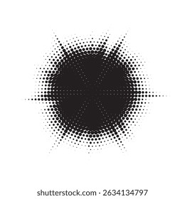 Pop de arte de estilo cómico de círculo punteado patrón de semitono. Abstractas círculos punteados, semitonos redondos puntos geométricos, textura de arte pop. Ilustración efecto semitono forma redonda.