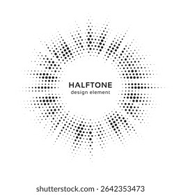 Pop art comic style dotted circle halftone pattern. Abstract dotted circles, round halftones geometric dots, pop art texture. Illustration halftone effect round shape.