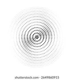 Pop art comic style dotted circle halftone pattern. Abstract dotted circles, round halftones geometric dots, pop art texture. Illustration halftone effect round shape.