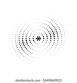 Pop art comic style dotted circle halftone pattern. Abstract dotted circles, round halftones geometric dots, pop art texture. Illustration halftone effect round shape.