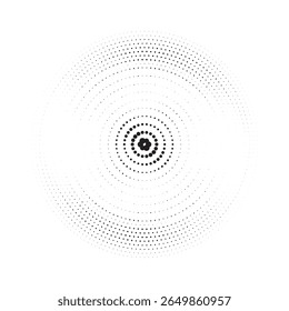 Pop art comic style dotted circle halftone pattern. Abstract dotted circles, round halftones geometric dots, pop art texture. Illustration halftone effect round shape.