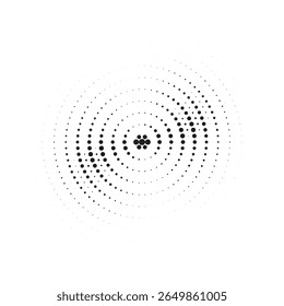 Pop art comic style dotted circle halftone pattern. Abstract dotted circles, round halftones geometric dots, pop art texture. Illustration halftone effect round shape.