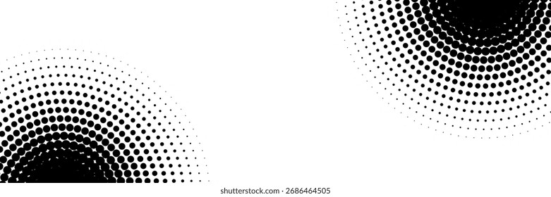 Pop art comic style dotted circle halftone pattern. Abstract dotted circles, round halftones geometric dots, pop art texture. Illustration halftone effect round shape.	