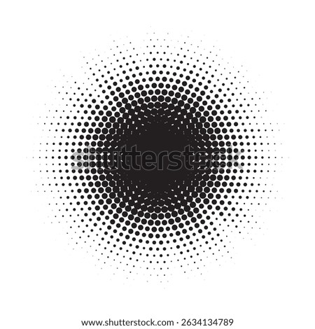 Pop art comic style dotted circle halftone pattern. Abstract dotted circles, round halftones geometric dots, pop art texture. Illustration halftone effect round shape.