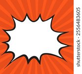 Pop art comic style empty bubble or boom effect with orange burst, vector illustration.