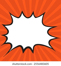 Pop art comic style empty bubble or boom effect with orange burst, vector illustration.