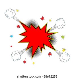 Pop art,  comic style explosion icon with room for text. Abstract art. Isolated and grouped objects