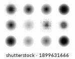 Pop art comic style gradient circle halftone set Vector isolated on white background