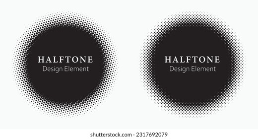 Pop art comic style gradient circle halftone set Vector isolated on white background.
