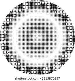 medio tono de círculo gris de estilo cómico de arte pop aislado en el vector de fondo blanco. Trazador de impresión monocromo. Ilustración con puntos. Resumen del fondo medio del vector. Vector de gradación de pulverización de puntos