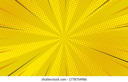 Pop art Comic Style Vector Background. Comic sunbeam and doted. on halftone background.