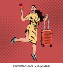 Pop Art Comic Travel Women Vector Stock Illustration