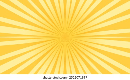 Pop art comic yellow background with rays, gradient. Vector cartoon illustration in retro style. Design for comic book, poster, banner