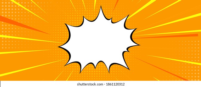 Pop art comic zoom background with lines, glow and speech bubble. Vector Illustration EPS10