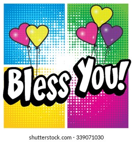 Pop Art comics icon "Bless You!". Speech Bubble Vector illustration.