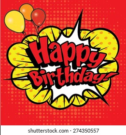 Pop Art comics icon "Happy Birthday!". Speech Bubble Vector illustration.