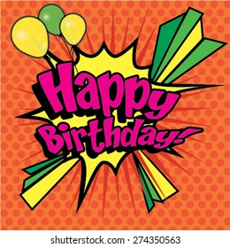 Pop Art comics icon "Happy Birthday!". Speech Bubble Vector illustration.