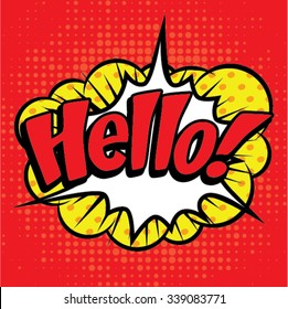 Pop Art comics icon "Hello!". Speech Bubble Vector illustration.