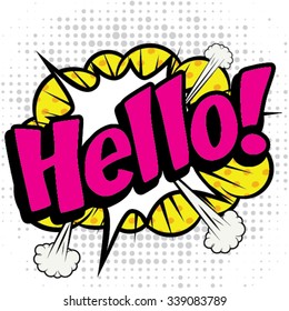 Pop Art comics icon "Hello!". Speech Bubble Vector illustration.