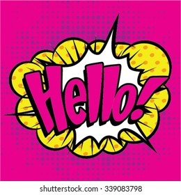 Pop Art comics icon "Hello!". Speech Bubble Vector illustration.