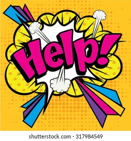 Pop Art comics icon "Help!". Speech Bubble Vector illustration.