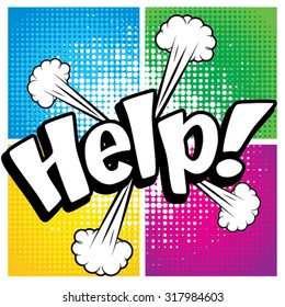 Pop Art comics icon "Help!". Speech Bubble Vector illustration.