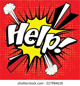 Pop Art comics icon "Help!". Speech Bubble Vector illustration.