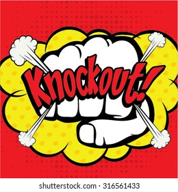 Pop Art comics icon "Knockout!". Speech Bubble Vector illustration.