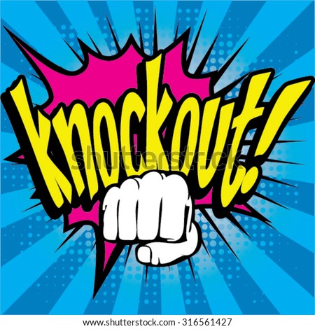 Pop Art comics icon "Knockout!". Speech Bubble Vector illustration.