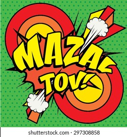 Pop Art comics icon "Mazal Tov!". Speech Bubble Vector illustration.