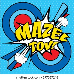 Pop Art comics icon "Mazel Tov!". Speech Bubble Vector illustration.