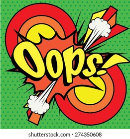Pop Art comics icon "Oops!". Speech Bubble Vector illustration.