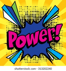 Pop Art Comics-Symbol "Power!". Sprachblase, Vektorgrafik.