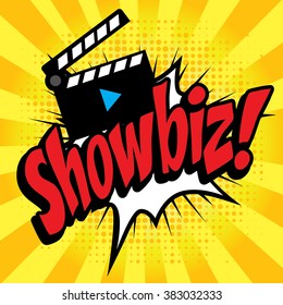 Pop Art comics icon "Showbiz!". Speech Bubble Vector illustration.