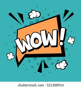 Pop Art comics icon "Wow!". Speech Bubble Vector illustration.