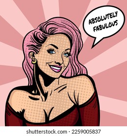 Pop art comics style vector art. Hand-drawn vector illustration of the girl with the speaking balloon.