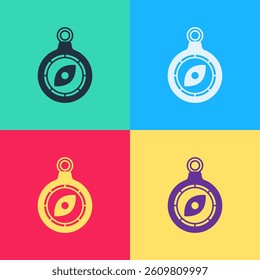 Pop art Compass icon isolated on color background. Windrose navigation symbol. Wind rose sign.  Vector