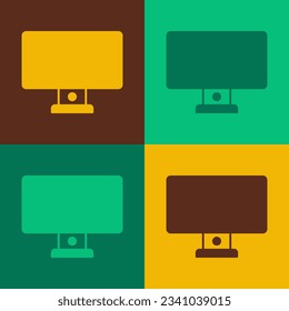 Pop art Computer monitor icon isolated on color background. PC component sign.  Vector