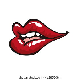 Pop art concept represented by female mouth icon. Isolated and flat illustration