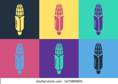 Pop art Corn icon isolated on color background.  Vector Illustration
