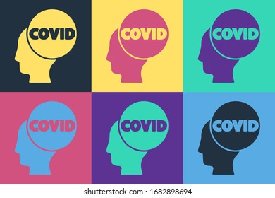 Pop art Corona virus covid-19 icon isolated on color background. Bacteria and germs, cell cancer, microbe, fungi.  Vector Illustration