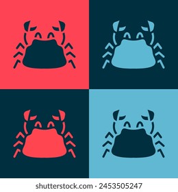 Pop art Crab icon isolated on color background.  Vector