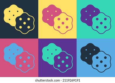 Pop art Cracker biscuit icon isolated on color background. Sweet cookie.  Vector