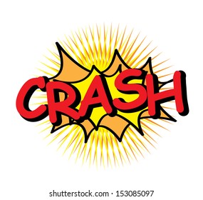 pop art with crash text over white background vector illustration