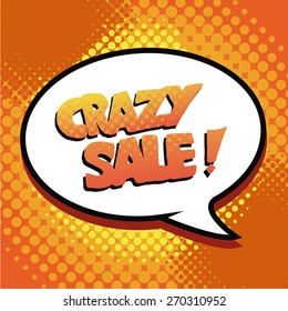 pop art crazy sale over orange color background